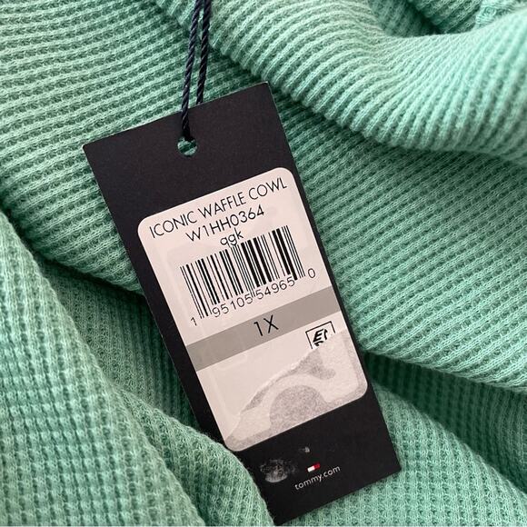 Tommy Hilfiger Shawl Neck Textured Sweatshirt Green Women’s Sz 1X - Picture 8 of 11